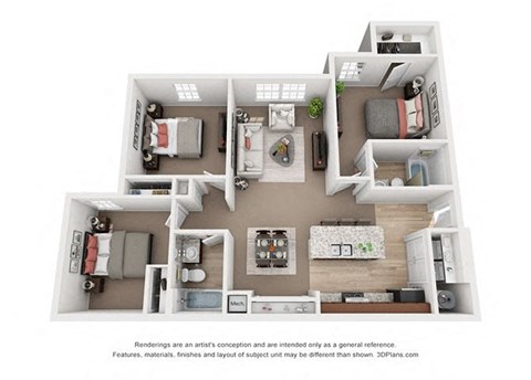 a 1 bedroom floorplan is shown in this illustration